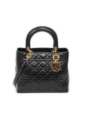 Dior Medium Lady Dior Zip Black Cannage Lambskin Leather Handbag